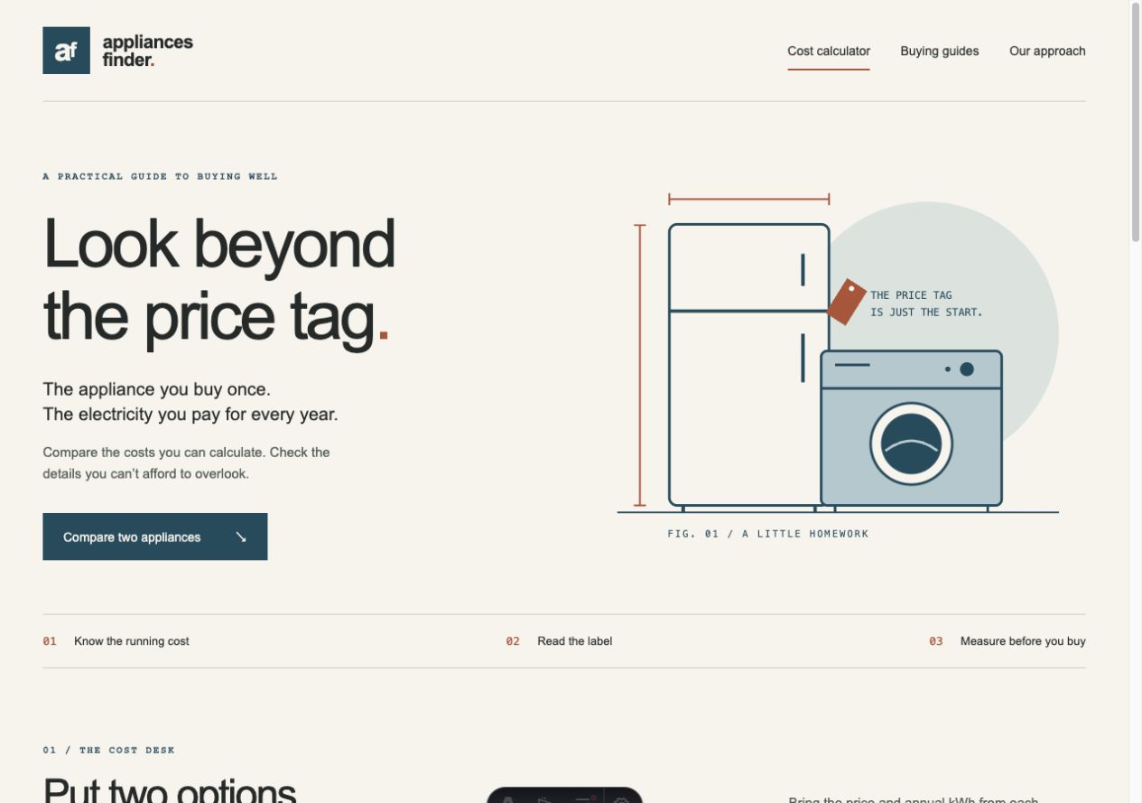 Appliances Finder — a dead store becomes a decision desk — screenshot